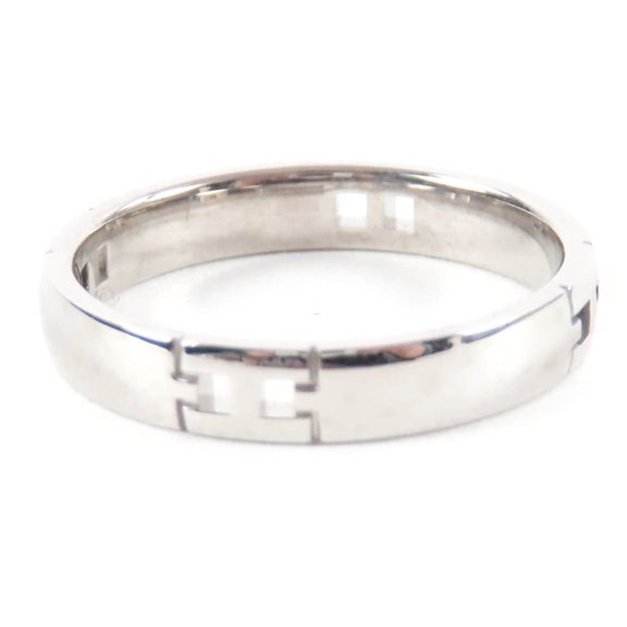 Pre-Owned HERMES Hercules Ring 18K 750 (WG) Men's/Women's Accessory Silver 55 Weight 4.27g