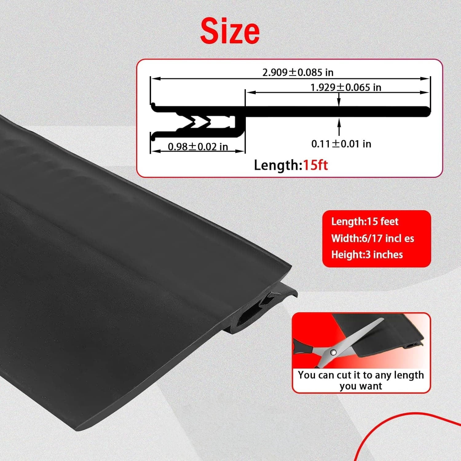 018-546 RV Slide Out Clip Rubber Seal Weather Stripping with 2 Wiper is Suitable for RV Camper Door Window Channel (15 Ft)
