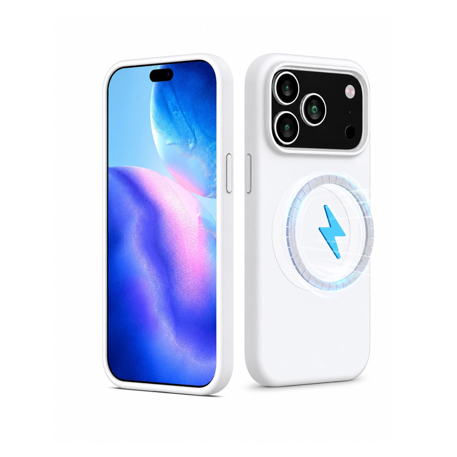 Elegant Soft Silicone Wireless Charging Cover for iPhone 17 Pro Max - White