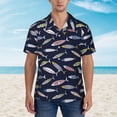 thumbnail image 5 of Uemuo Sardine Printed Regular Fit Short Sleeve Casual Hawaiian Shirt for Men,Aloha shirt,Tropical shirt,Floral print shirt,Vacation Beach shirt-Medium, 5 of 9