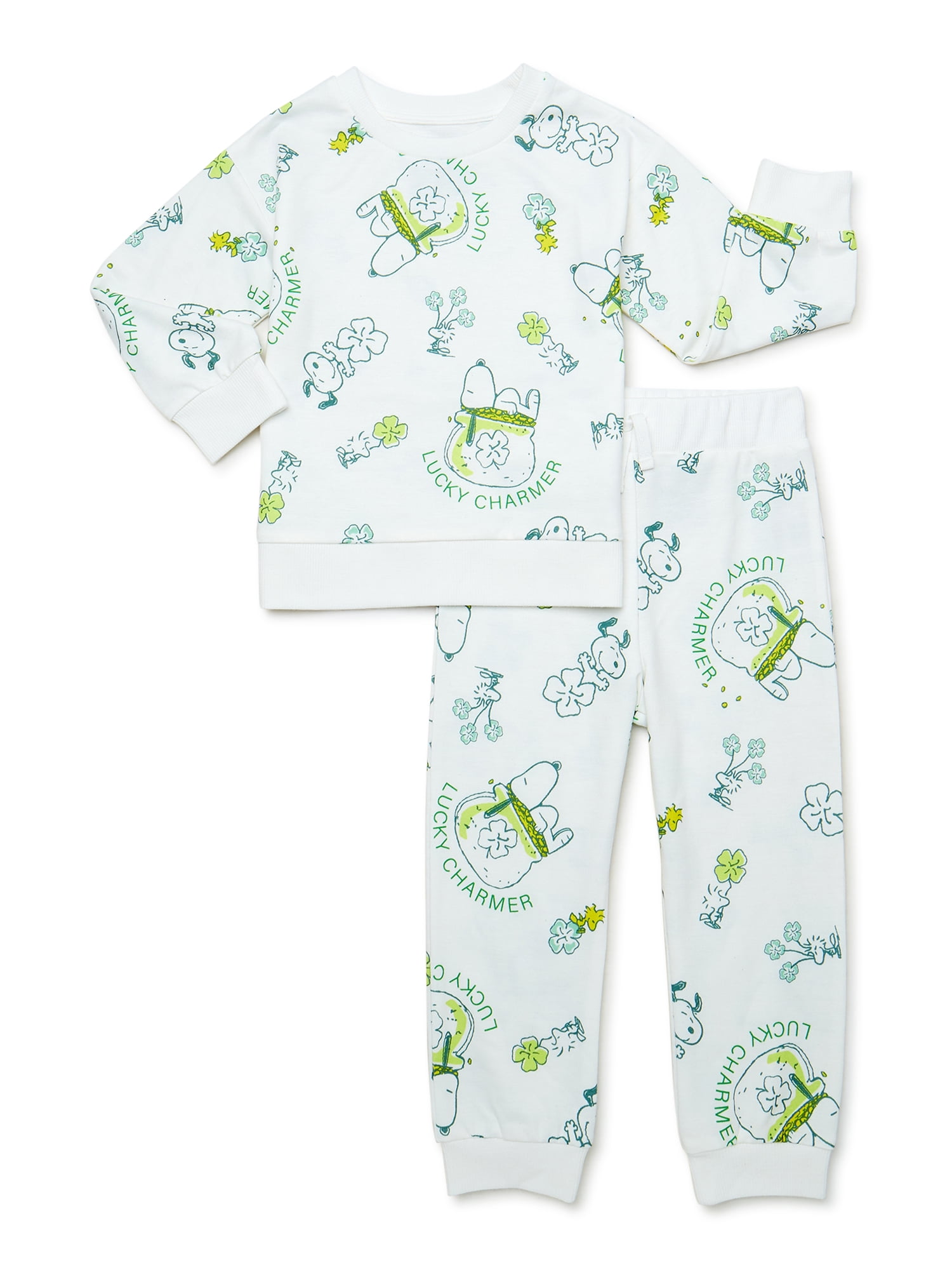 Snoopy St. Patrick's Day Toddler Boy Sweatshirt and Pants Outfit Set, 2-Piece, Sizes 12M-5T
