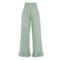 thumbnail image 5 of Lumtrix Woman Linen Ruffle Hem Pant Smocked Elastic High Waist Crop Pants Spring Summer Baggy Trousers with Pockets Mint Green M, 5 of 7
