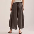 thumbnail image 4 of Evdexr Women's Wide Leg Pants Lace Trim Drawstring Trousers 2026 Summer Loose Casual Pant Lightweight High Waisted Elastic Palazzo with Pockets M, 4 of 5