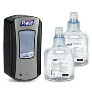 PURELL Advanced Hand Sanitizer Foam LTX-12 Starter Kit, 2 - 1200mL Hand Sanitizer Foam Refills + 1- PURELL LTX-12 Chrome/Black Touch-Free Dispenser (1905-D1)