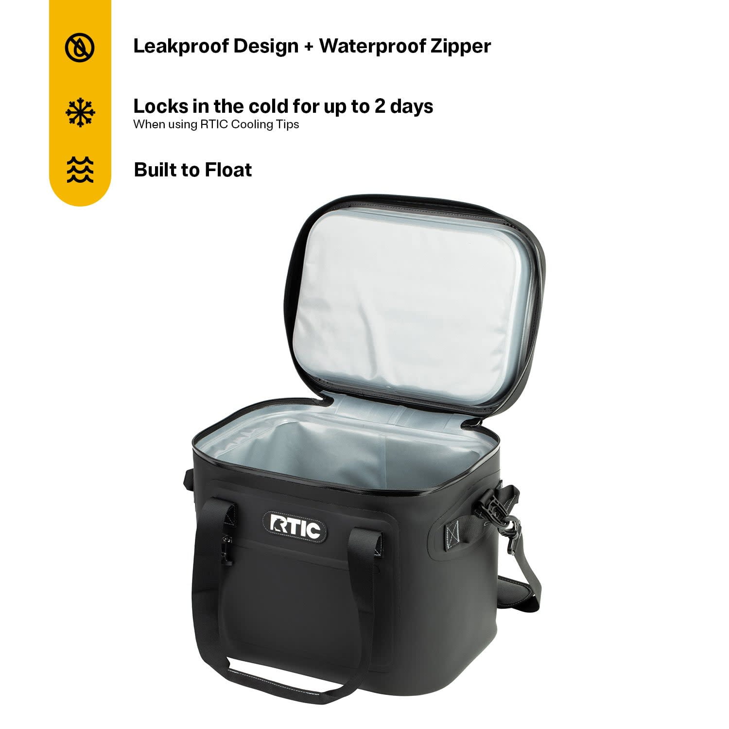 RTIC 30-Can, 20 Qt, Ultra-Tough Soft-Sided Cooler, Leakproof, Waterproof, Black