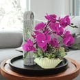 thumbnail image 6 of Artificial Orchid Flower with Vase, White Orchid Bonsai Faux Orchid Phalaenopsis Plant Pot Arrangements for Home Decoration (White,Gold Vase), 6 of 7