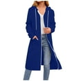 thumbnail image 2 of Bovxnpu Women's Fall Jacket Zip Up Hoodies Long Sleeve Long Tunic Sweatshirts Oversized Fleece Casual Coat with Pocket Women's Classic Long Sleeve Drawstring Hooded Zippered Long Pocket Sweatshirt, 2 of 5
