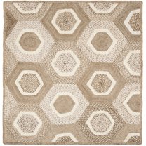 SAFAVIEH Natural Fiber Priscilla Geometric Braided Jute Area Rug, Grey/Ivory, 6' Square