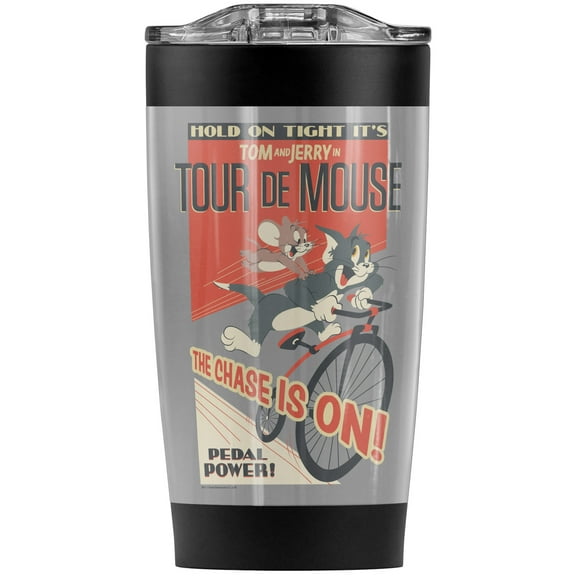 Tom And Jerry/Tour De Mouse Stainless Steel Tumbler 20 oz Coffee Travel Mug/Cup, Vacuum Insulated & Double Wall with Leakproof Sliding Lid | Great for Hot Drinks and Cold Beverages
