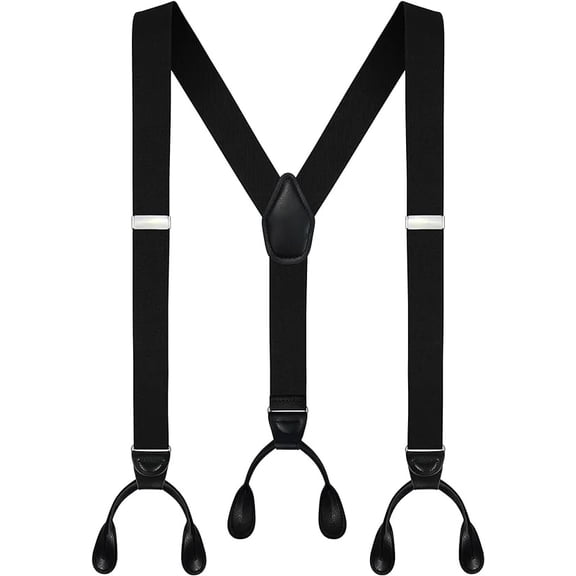 POITVD Men's Y-Back 1.4 Inches Wide Button End Elastic Adjustable Suspenders