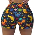 thumbnail image 2 of Rateoe Dinosaurs in Space Printed Power Workout Shorts for Women Tummy Control Squat Proof Ribbed Thick Seamless Scrunch Active Short-XX-Large, 2 of 8