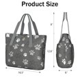 thumbnail image 3 of Tote Bag for Women - Grey Dog Paw Footprint Shoulder Bag - Large Utility Work Duffle Bag with Zipper Handbag for Travel, Work, Sprots, 3 of 5