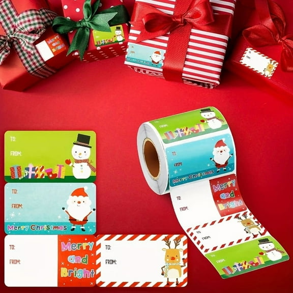 200-Pack Self-Adhesive Holiday Stickers, 10 Assorted Festive Designs, Decorative Label Stickers for Gift Wrapping, Greeting Cards, Scrapbooking, DIY Crafts and Party Decor