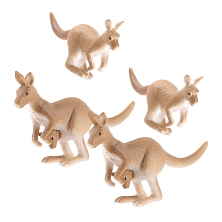 Phenofice 4Pcs Mini Kangaroo Figurines Light Brown Decoration Garden Prop Collectors