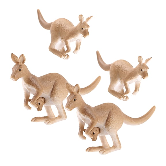 Phenofice 4Pcs Mini Kangaroo Figurines Light Brown Decoration Garden Prop Collectors