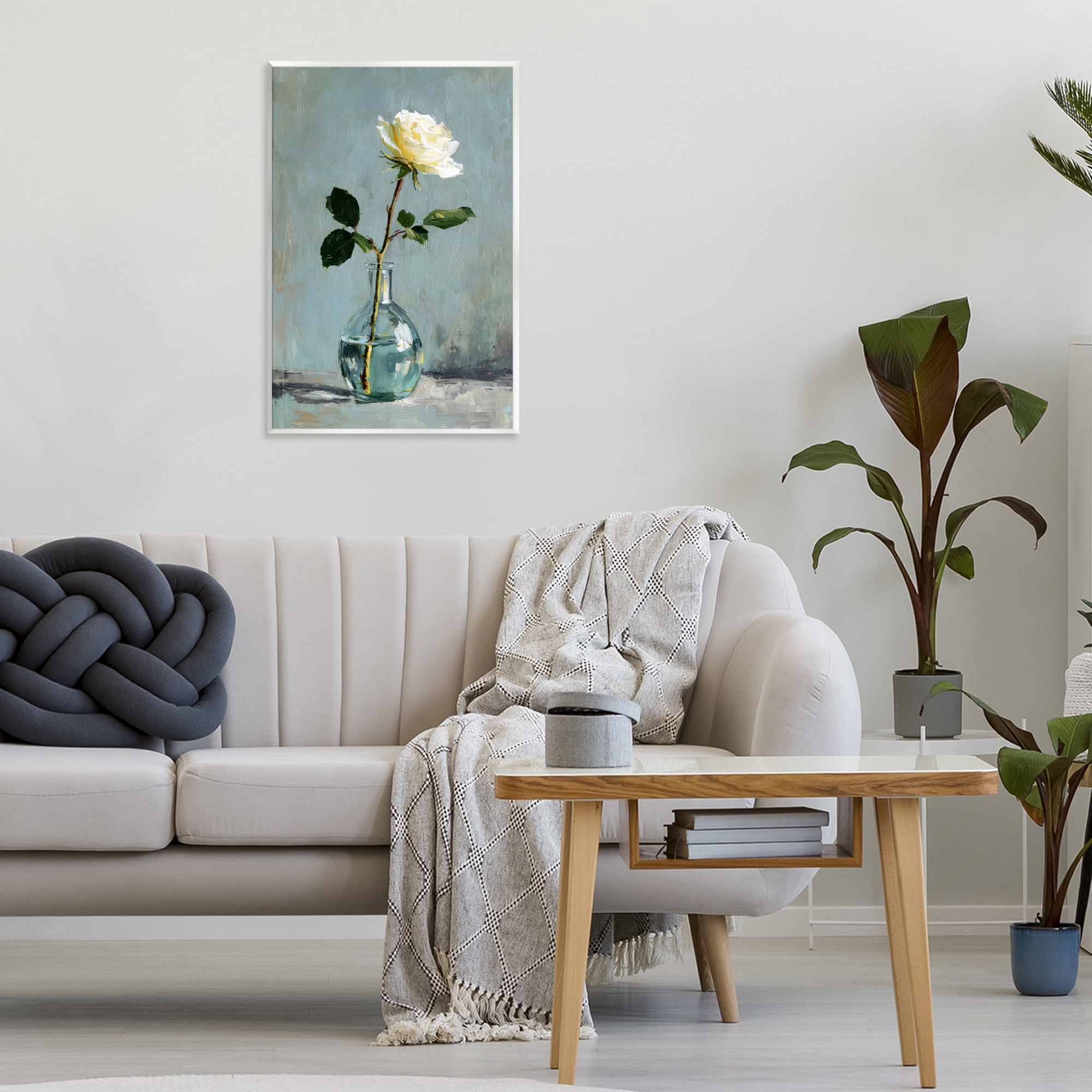 Stupell Industries Sweet White Rose in Vase Wall Plaque Art, design by Petal Prints Design
