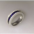 thumbnail image 3 of HeartsAndYou 3ct Natural Sapphire & Diamond Three Row Half Eternity Band 14k SOLID White Gold, 3 of 9