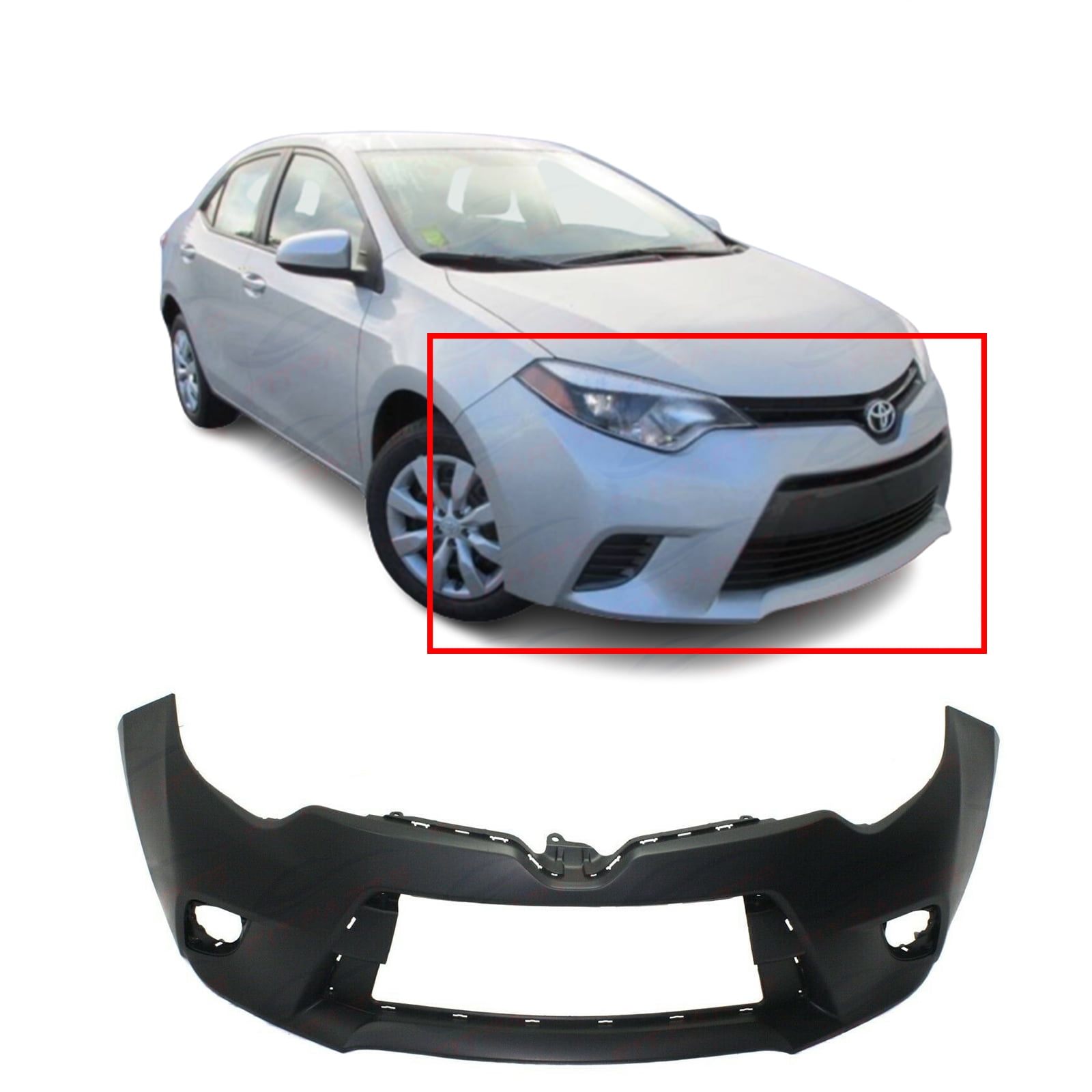 Crash Parts Plus Primed Front Bumper Cover Replacement for 2014-2016 Toyota Corolla 