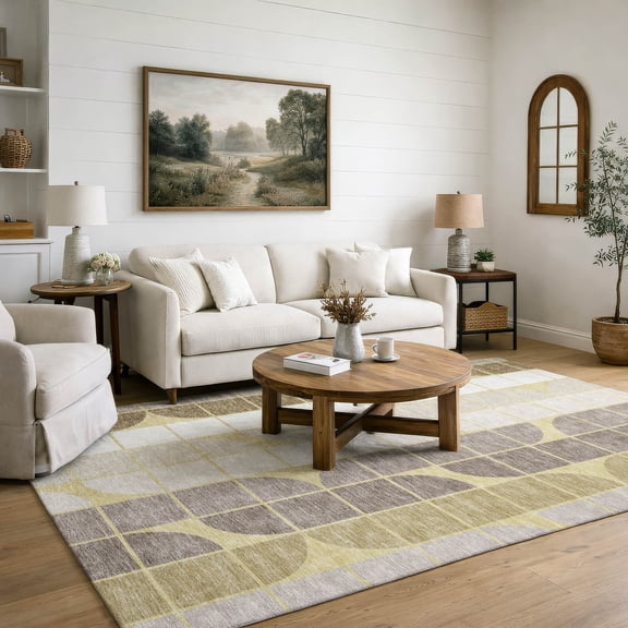 Addison Rugs Mayfield Premium Machine Washable Contemporary Abstract Wheat Rectangle Rug, 10' x 14'