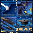 thumbnail image 4 of Blue Theme Graduation Banner Gold Stars Grad Display Fireworks Design Congrats Text Congrats Backdrop for Graduation Ceremony College Graduation Grad Party, 4 of 9
