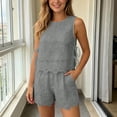 thumbnail image 2 of DHFJKG Women Boho 2 Piece Sets Summer Beach Clothes Lace Hallow Out Sleeveless Tank Tops And Shorts Vacation Outfits, 2 of 4