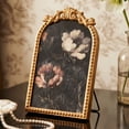 thumbnail image 2 of Home Decor Collection 6x8 Gold Ornate Arch Tabletop Framed Moody Roses Floral Art with Metal Easel Back, Floral on Black Crystex Textured Finish Vintage Decorative Accent, 2 of 10