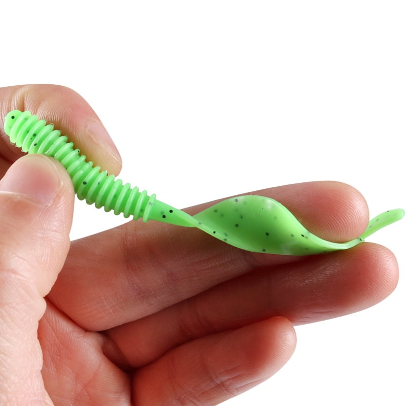 Fishing Lures Jigs Boxed Soft Baits for Bass and Perch, Soft Worms with Spiral Tail, Imitation Bait, Jig Head Hooks