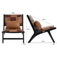 thumbnail image 6 of PORKISS Modern Accent Chair, Boho PU Leather Side Chair with Wood Frame and Pillow, Upholstered Armchair Comfort Reading Chair Lounge Chair for Living Room Bedroom Sunroom, Antique Brown, 6 of 10