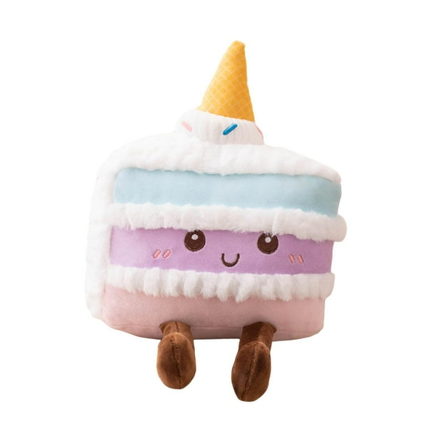 Muñeco de peluche con forma de tarta de cumpleaños, decoración para el hogar, juguete decorativo para niños, juguete de peluche con forma de tarta de arcoíris