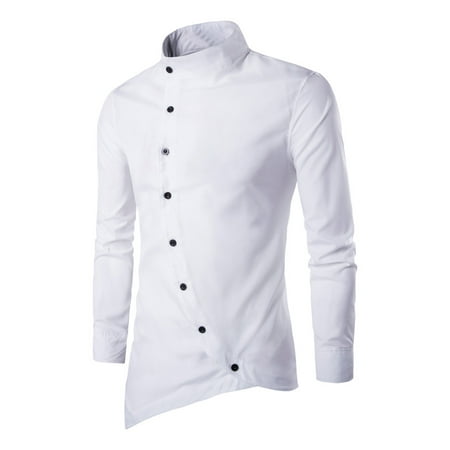 

koaiezne Mens Casual Irregular Silm Fit Long Sleeve Shirt Blouse Tops T-shirt Long Scrub Long Sleeve Shirt Spandex