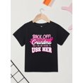 thumbnail image 2 of Toddle Girl's Cotton & Grandma Letter Print Short Sleeve T-Shirts, Comfy Breathable Crew Neck Tops, Kid's Clothing, 2 of 7