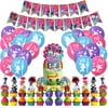 Nelton Birthday Party Supplies For Trolls World Tour Includes Banner - Cake Topper - 24 Cupcake Toppers - 22 Balloons