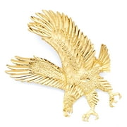 Wellingsale 14K Yellow Gold Polished Diamond Cut Ornate Eagle Wildlife Pendant