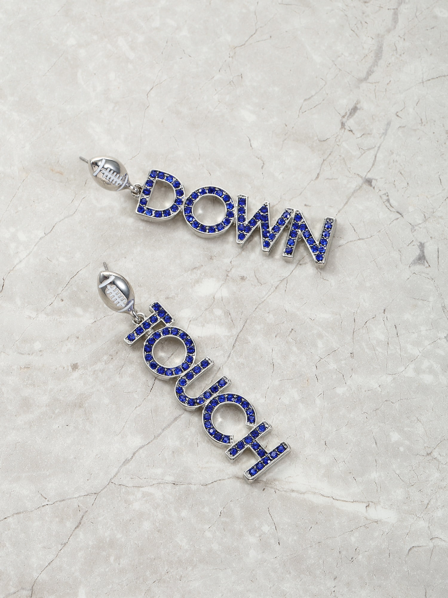 Packed Party Women's Touchdown and Score Silver Hoop Earrings, 1 Pair