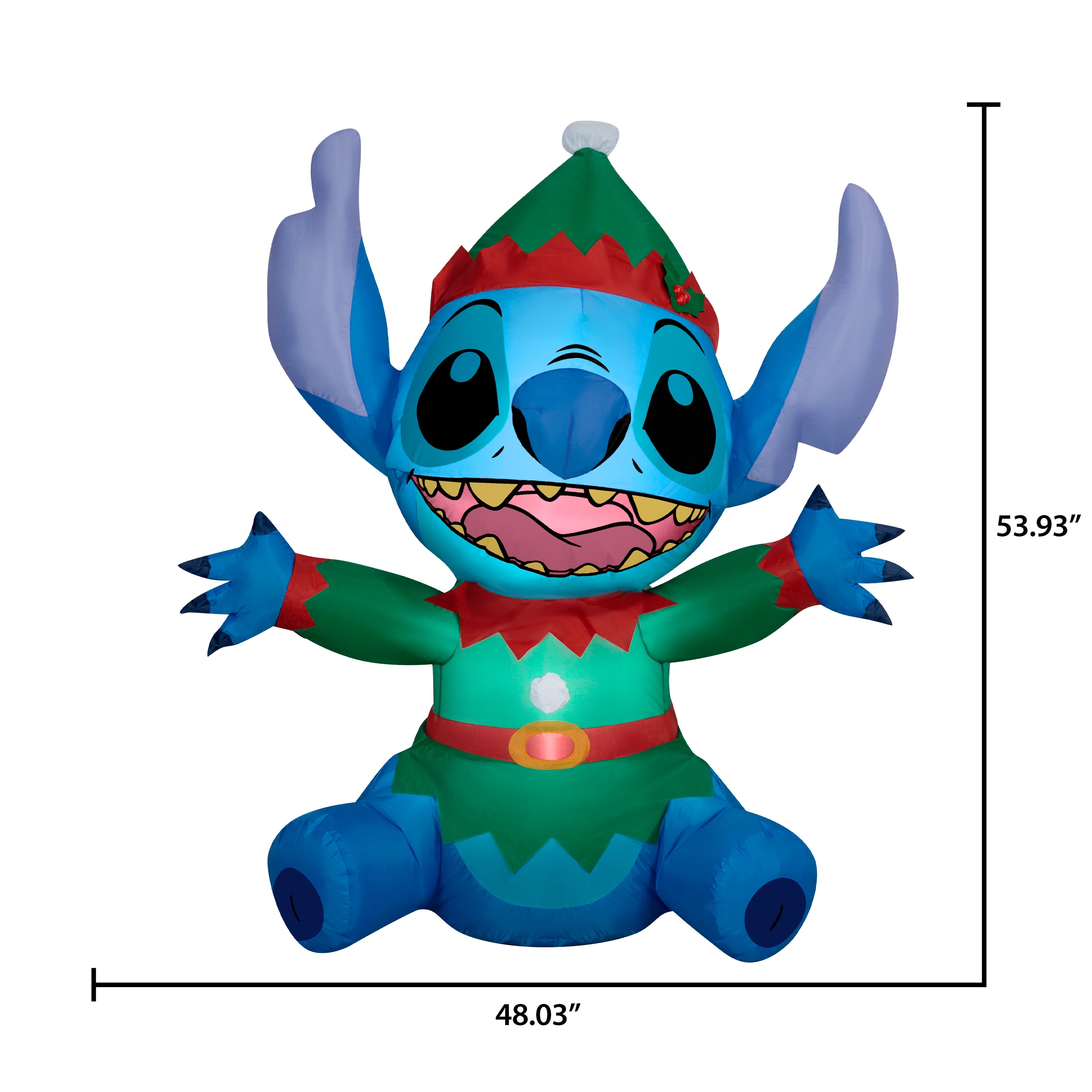 Lumière de vacances gonflable de Noël, cousue en tant qu'elfe Disney, 48.0314 po x 23.622 po x 53.9369 po x 3.1532 lb POINT AB 4,5' COMME ELF