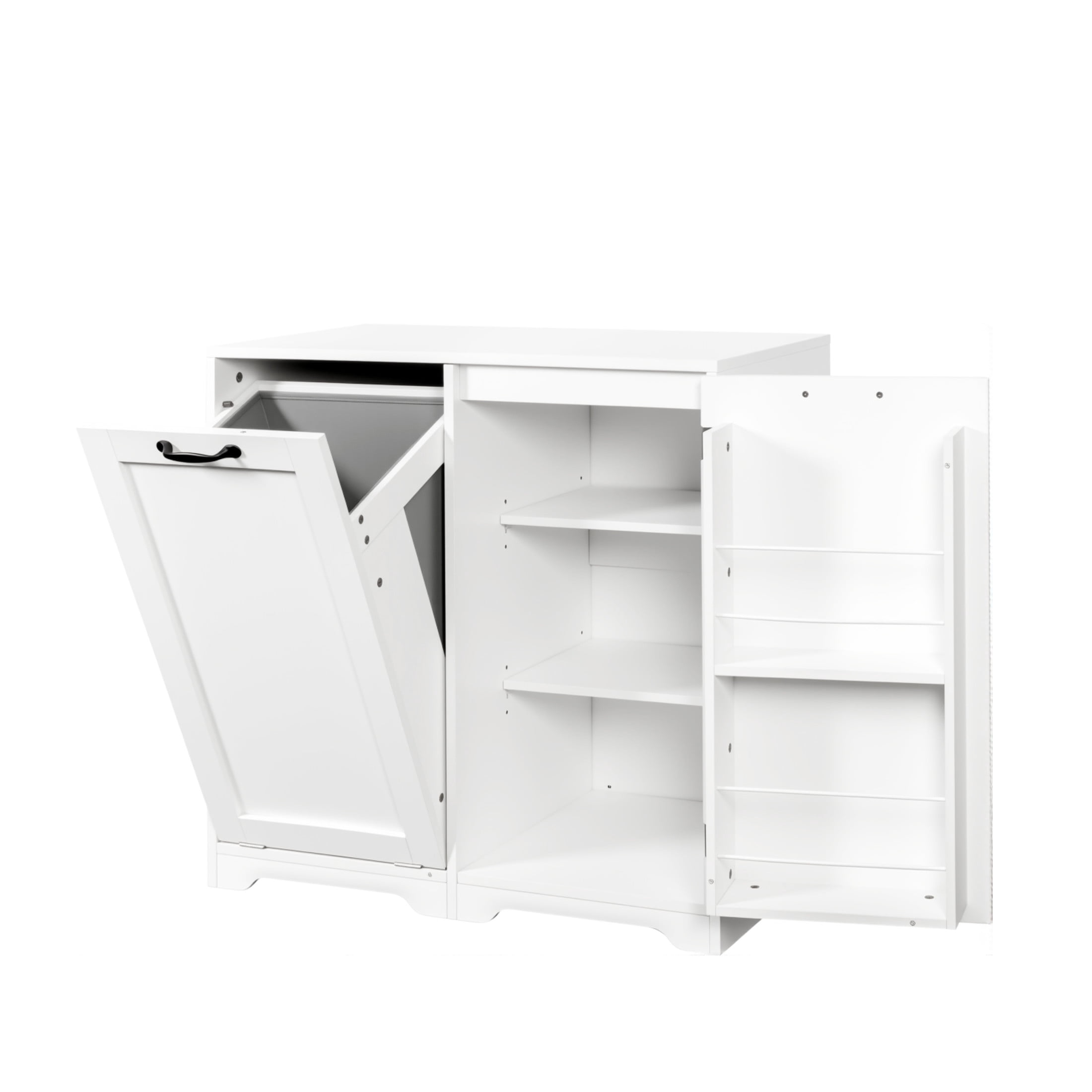 Noble House Rhea 31.5" Laundry Cabinet, Tilt-Out Hamper, Doors and Adjustable Shelf, Freestanding, White