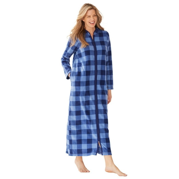 Dreams & Co. Plus Size Plush Zip-Front Robe