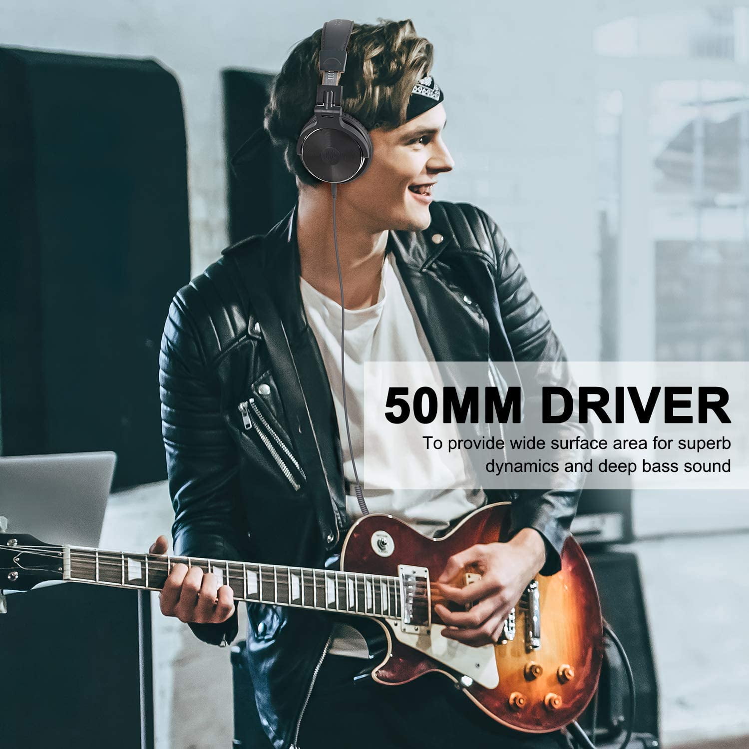 OneOdio Wired Over-Ear Headphones with Mic-50mm Driver Delivering HIFI Sound for PC Laptop Phones-Gray