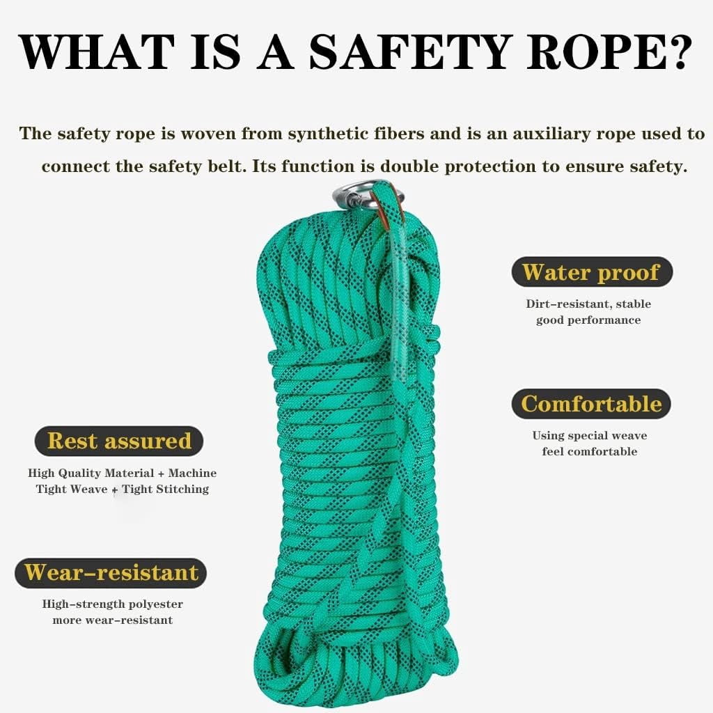 RKXQT 10~200m Accessory Cord Equipment 18mm Multifunctional Cord Safety Rope， Escape Rope Ice Climbing Equipment Fire Rescue Rope (Color : Green, Size : 18mm x 200m)