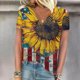 thumbnail image 4 of Mujeres Pantalones Cortos Día de la Independencia Impreso Cuello en V Manga Corta, Casual, 4 of 4