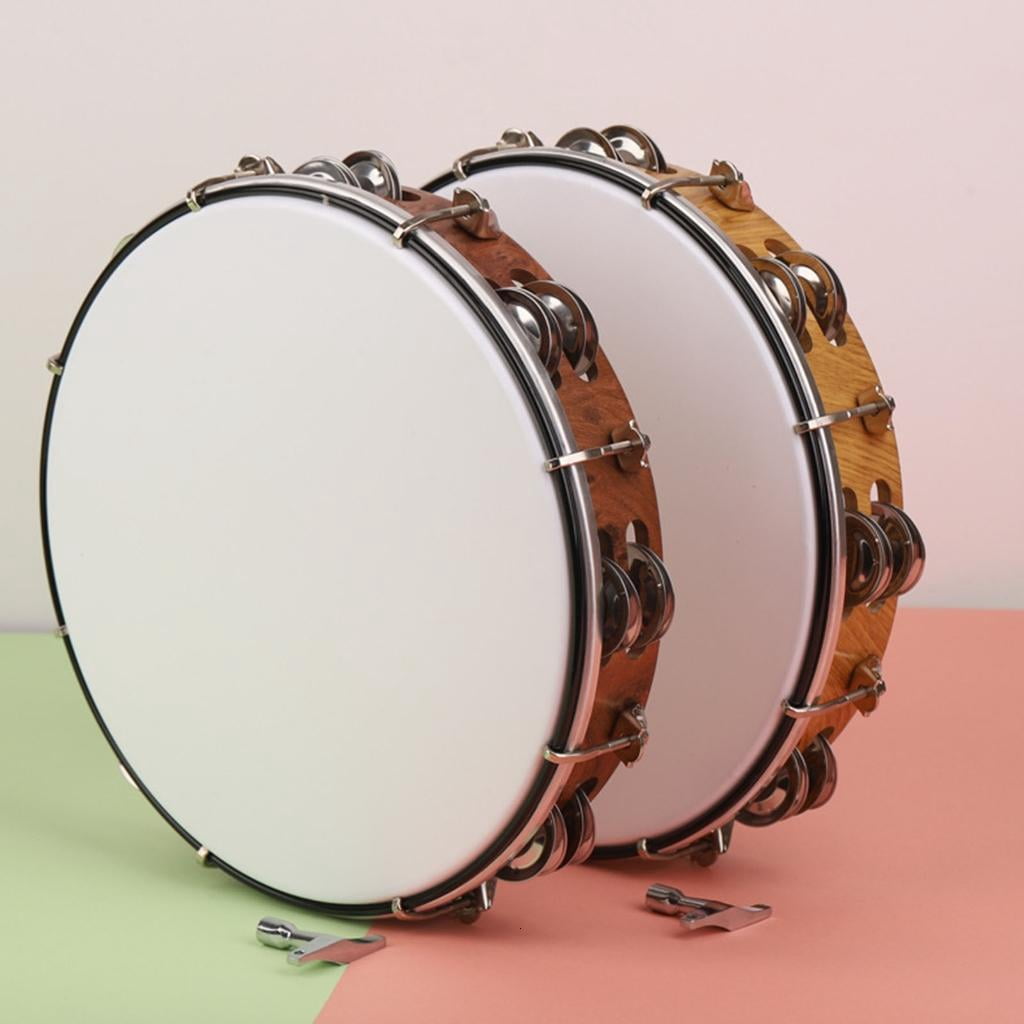 Yihuala 10inch Bells Drum Handheld Tambourine Freestyles Hand Bells Musical Percussion Instrument for Family Tambourine