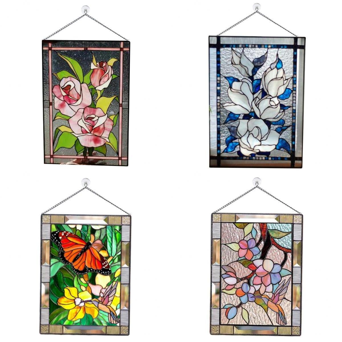 Window Hangings Panel Stained Glass Window Hangings Panel Flowers Window Hanging Decorations Decor Home Window Treatments Glass Window Hangings Stainglass Wall Designs Walmart Com
