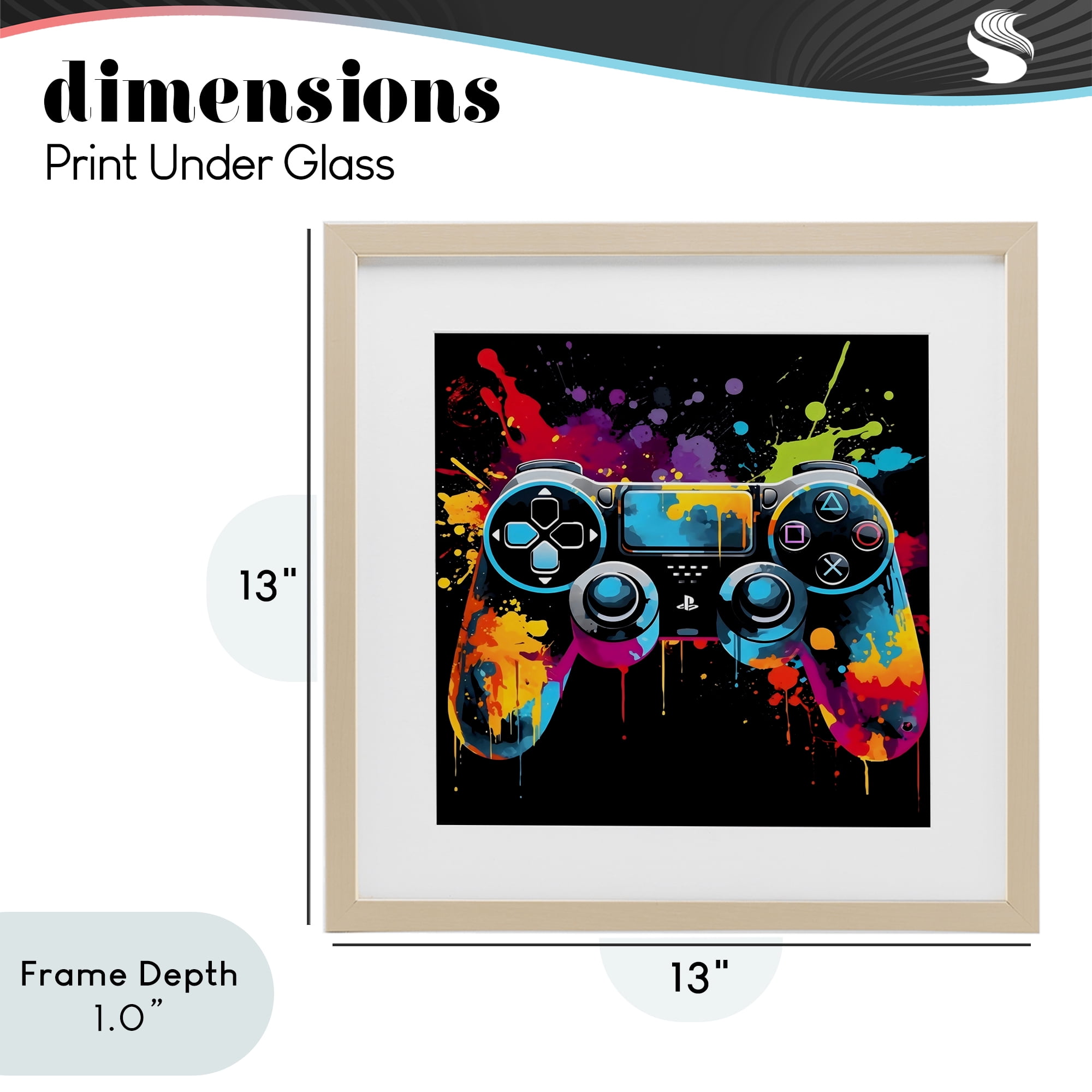 Stupell Industries Paint Splash Game Controller Birch Framed Print Under Glass, design by Creative Studio