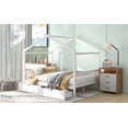 thumbnail image 3 of Full Size House Bed, Wooden Platform Bed with Roof, 2 Drawers,Headboard and Footboard for Bedroom Guest Room, No Box Spring Required, White, 3 of 9