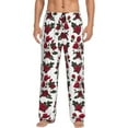 thumbnail image 2 of Goofa Rose Flowers Printed Soft Pajama Pants for Men, Wide Leg Comfy Casual Lounge Yoga Pants-Large, 2 of 9