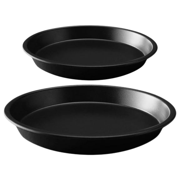 TEHAUX 2-Pack Steel Pizza Pan Set Non-Stick Black Bakeware for Home Kitchen Cooking and Baking