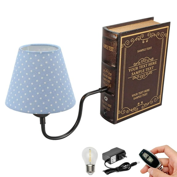 Kiven Cordless Bookshelf Lamp, 1-Light Rechargeable Bookcase Lighting with Black Fabric Lampshade, Farmhouse Decorative Bookend, Cordless Bookshelf Sconce for Bedside Bookshelf Home Decor DZ0031