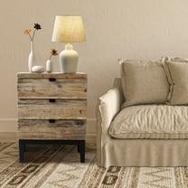 17.7"W Rustic Reclaimed Solid Wood Nightstand with 3 Drawers, Quick Assembly Farmhouse End Tables Bedside Table Almost Fully Assembled