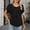 Black, variant on Solid Color Pleated Womens Basic Shirts Short Sleeve Casual Crew Neck T-Shirts Flutter Soft Loose Tees Womens Tops