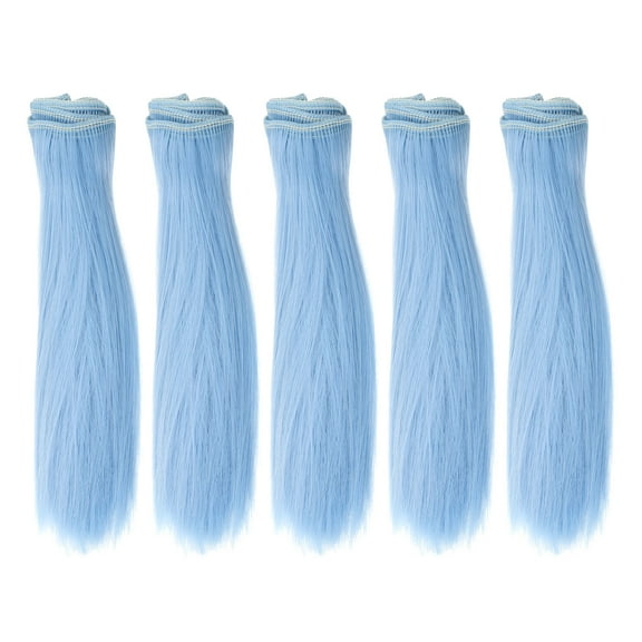 Uxcell 15cm Doll Hair Wefts, 5Pcs Synthetic Straight Hair Doll Wigs, Blue Gray